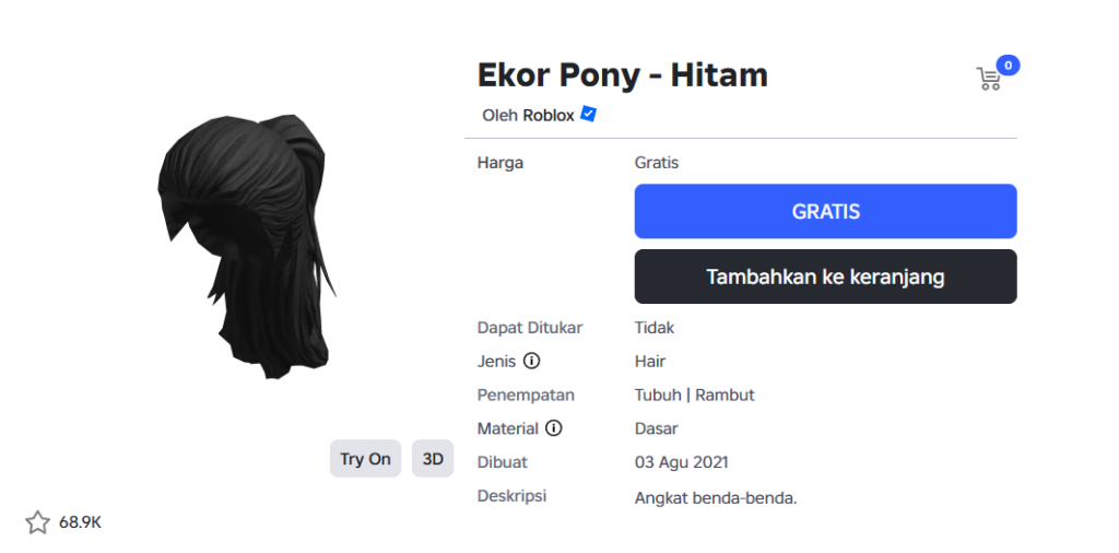 Ekor Pony - Hitam ROBLOX